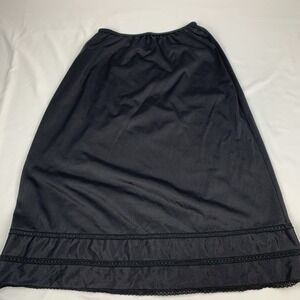 Vtg Merville Women's Tall Small Half Black Slip Nylon Made In USA Washable